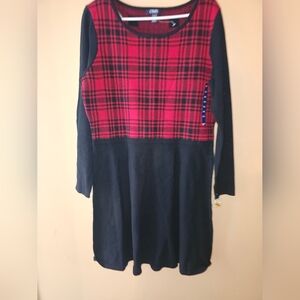 NEW Chaps Women’s Red Plaid Sweater Dress XL
